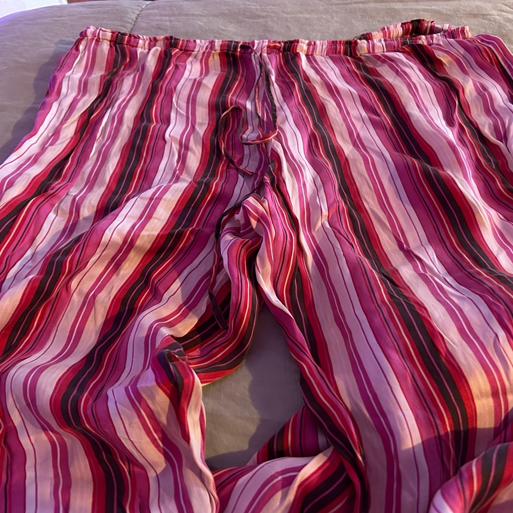Y2K Body by Victoria's Secret 100% silk sleep pants pink candy stripe